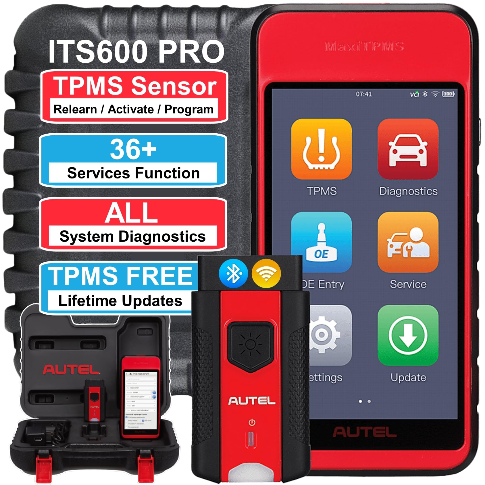 Autel MaxiTPMS ITS600 Pro TPMS Programming Tool with All System Diagnosis Scan, 36+ Reset Service, 2025 ITS600PRO Up of ITS600 TS508WF, Activate/Relearn All TPMS Sensors, Free Lifetime TPMS Updates