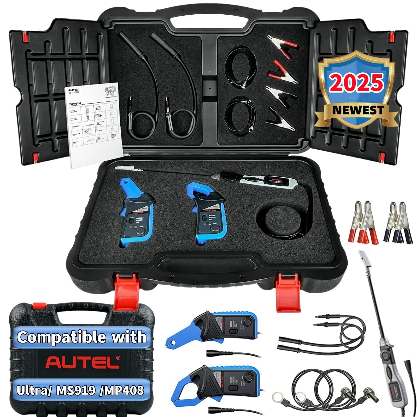Autel MaxiSys MSOAK Oscilloscope Accessory Kit, Compatible with Autel Scanner Ultra S2/ Ultra/ MS919/ MP408, Includes 65/650A Current Clamps, Coil On Plug Probe, HT Extension Lead and Battery Clip
