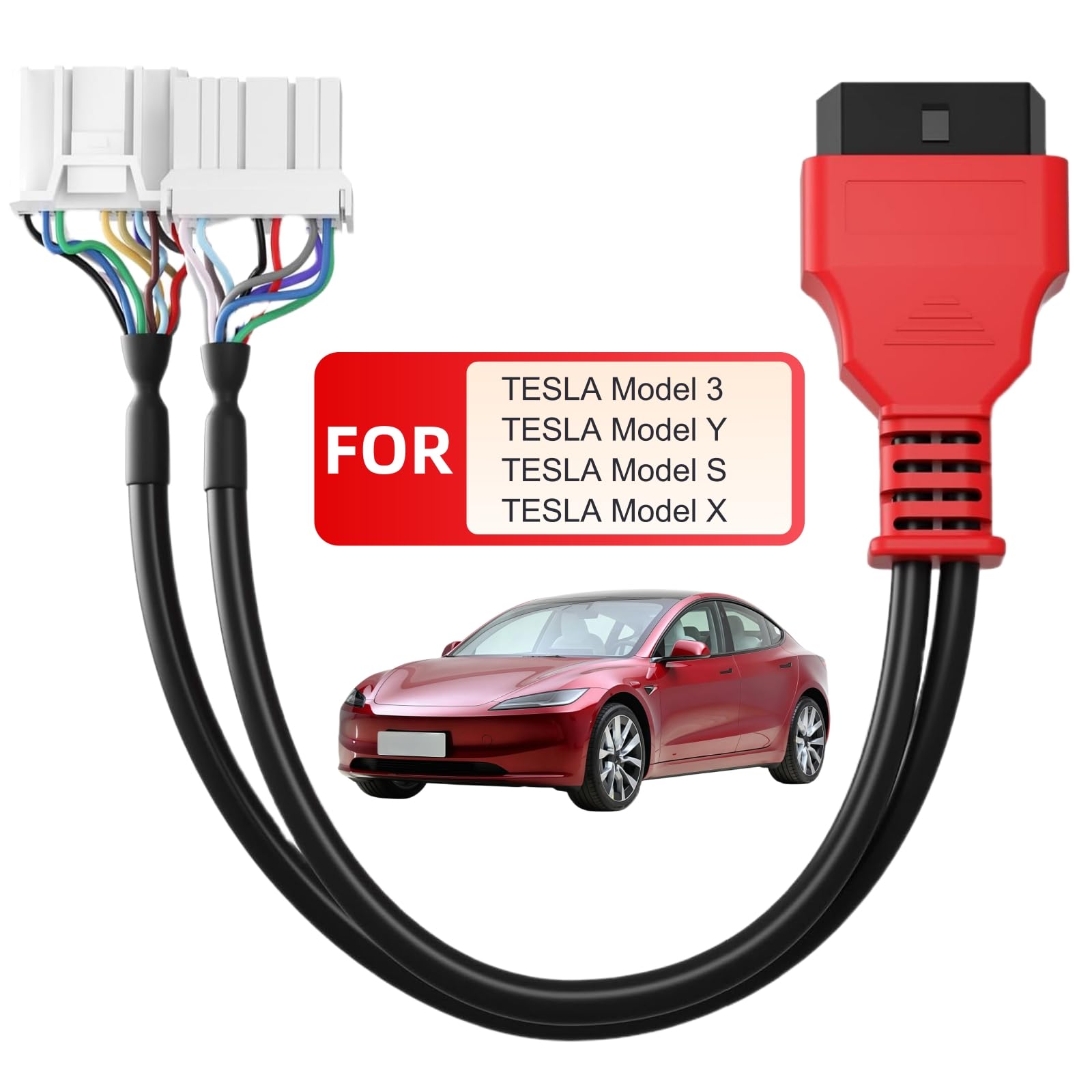 Autel Original Tesla Diagnostic Cables Set for Tesla S/Y/3/X, Compatible with MaxiSYS MS909/919/908SPro/Elite/Elite II/Ultra Tablets