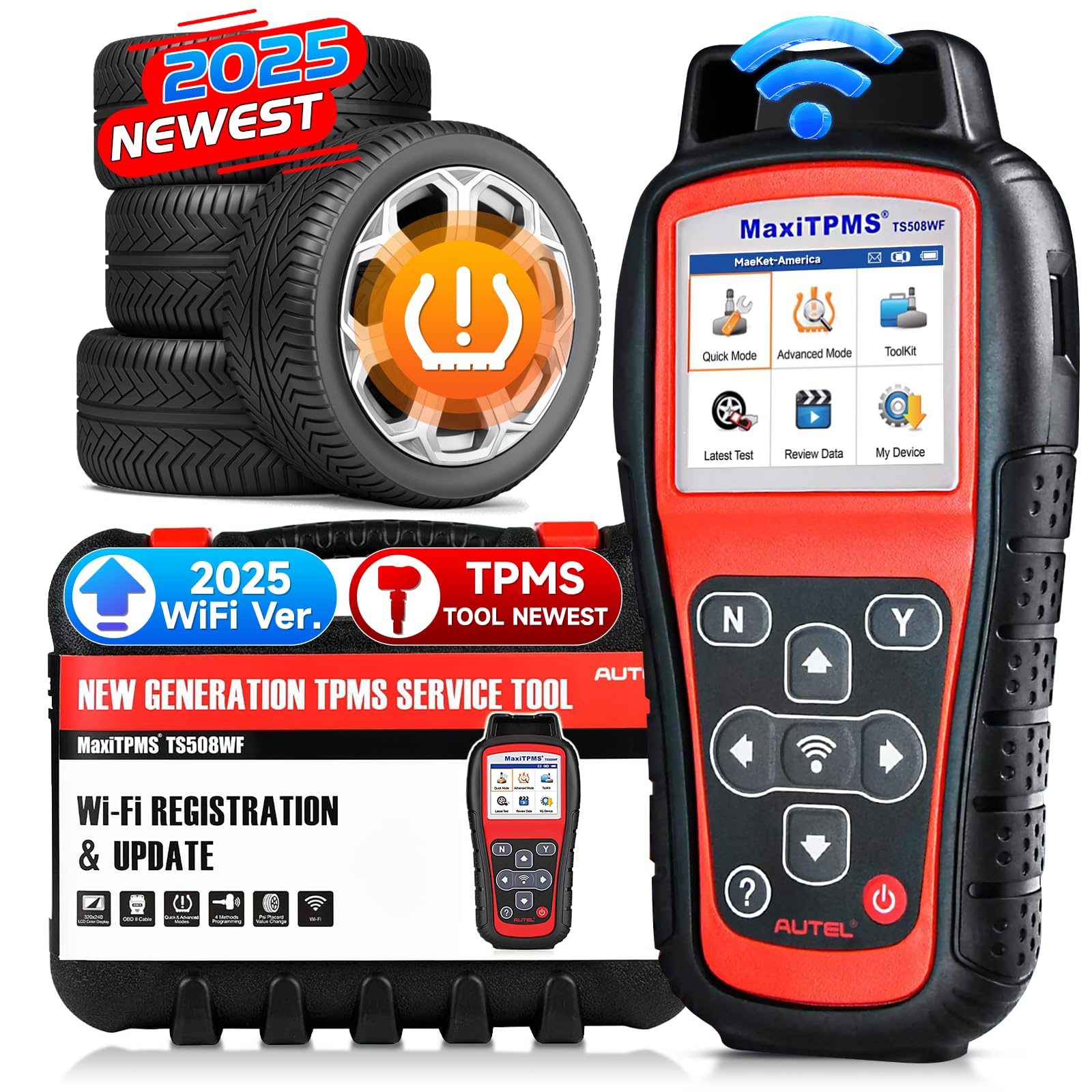 Autel MaxiTPMS TS508WF Relearn Tool (Original 2025 New) Upgraded of TS508, TS601, Program MX-Sensors(315/433 MHz), Activate/Relearn All Sensors, TPMS Reset, Read/Clear TPMS DTCs, Free Update