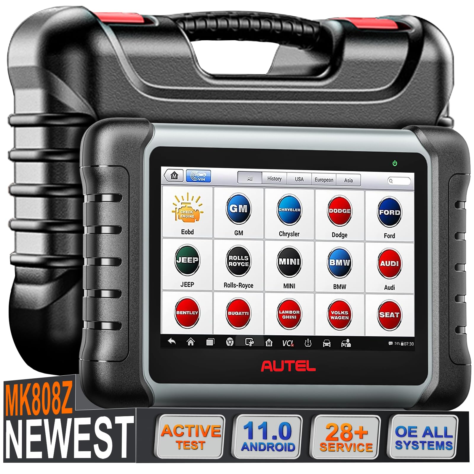 Autel Scanner MaxiCOM MK808Z: 2026 Bidirectional Scan Tool as MK808BT Pro MX808S, 28+ Resets, Active Test, AutoAuth, All System Diagnostic, Injector C0ding, Escaner Automotriz,Work as MX900 MK900BT
