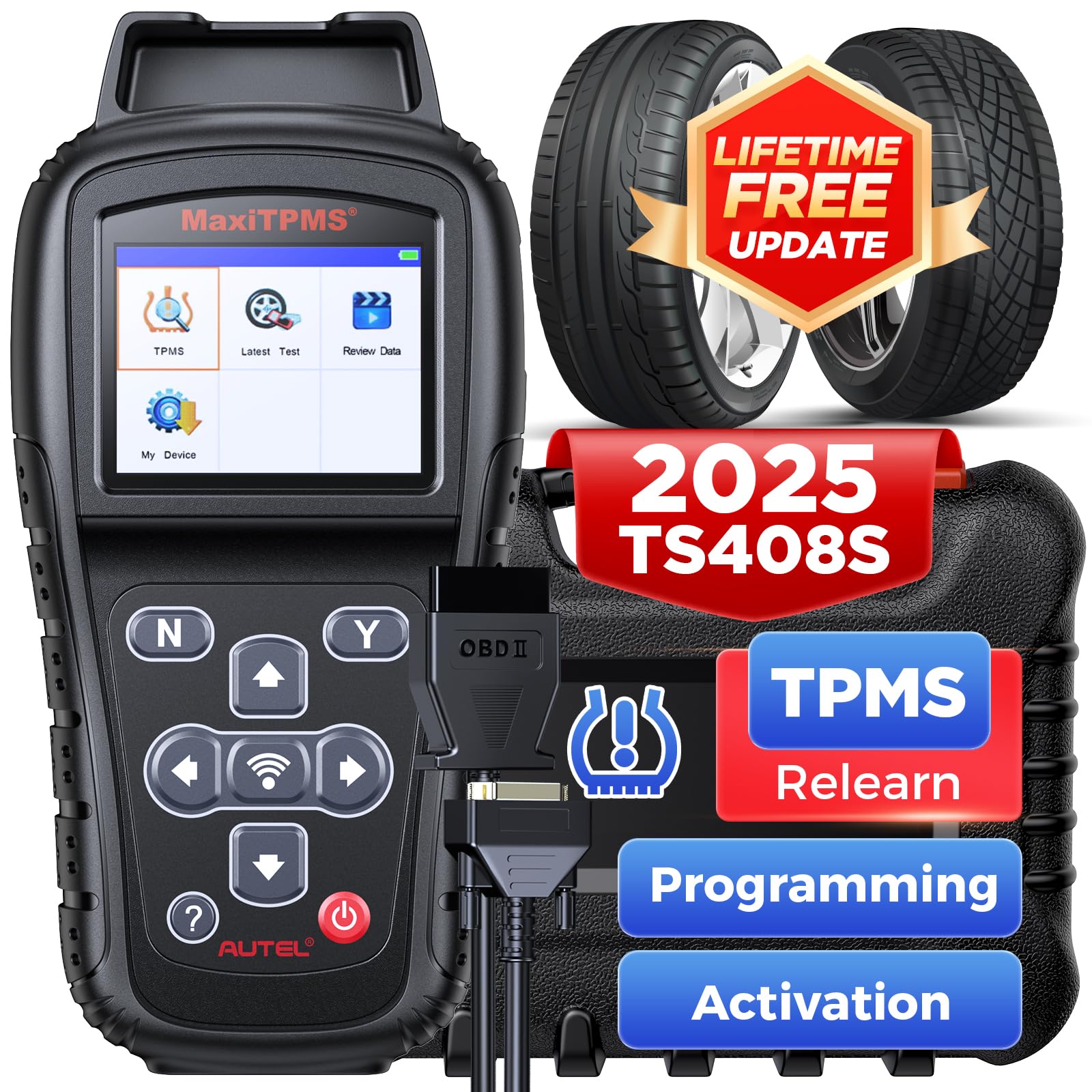 Autel MaxiTPMS TS408S, TPMS Programming Tool Upgrade of TS501 TS508, All Sensors Relearn Activate Tool, Program Autel MX-Sensor 315/433MHz, TPMS Reset Read Clear DTCs Lifetime Update