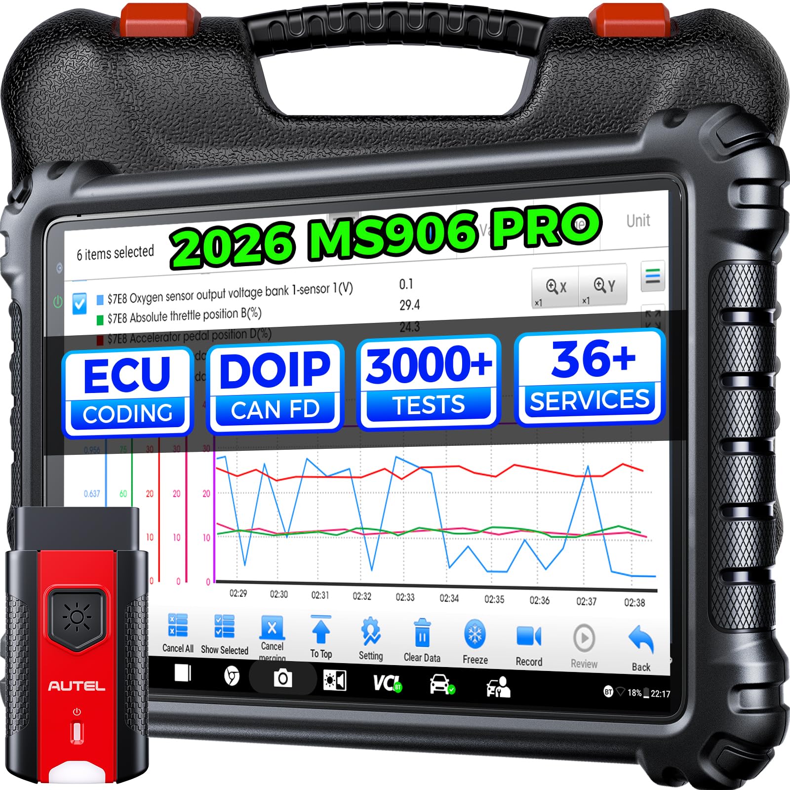 Autel MaxiSYS MS906 PRO Scanner: 2026 MS906PRO V2.0 Same as MS906MAX Up of MS906BT MP900BT MS908S, CAN FD DoIP, 36+ Resets, Bidirectional 3K+ Tests, Full Diagnostic, Auto Scan 2.0, FCA