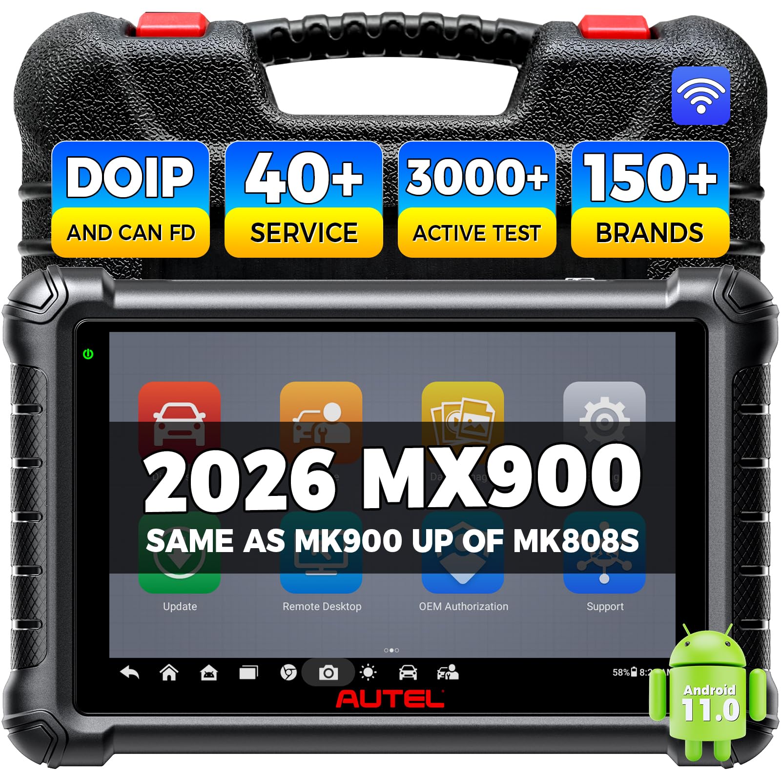 Autel MaxiCheck MX900 Scanner: 2026 Bidirectional Scan Tool Same as MaxiCom MK900BT MK900, CANFD& DoIP, 3K+ Active Tests 40+ Services Up of MX808S MK808S MK808BT, 8in All-System Diagnose, FCA 11OS