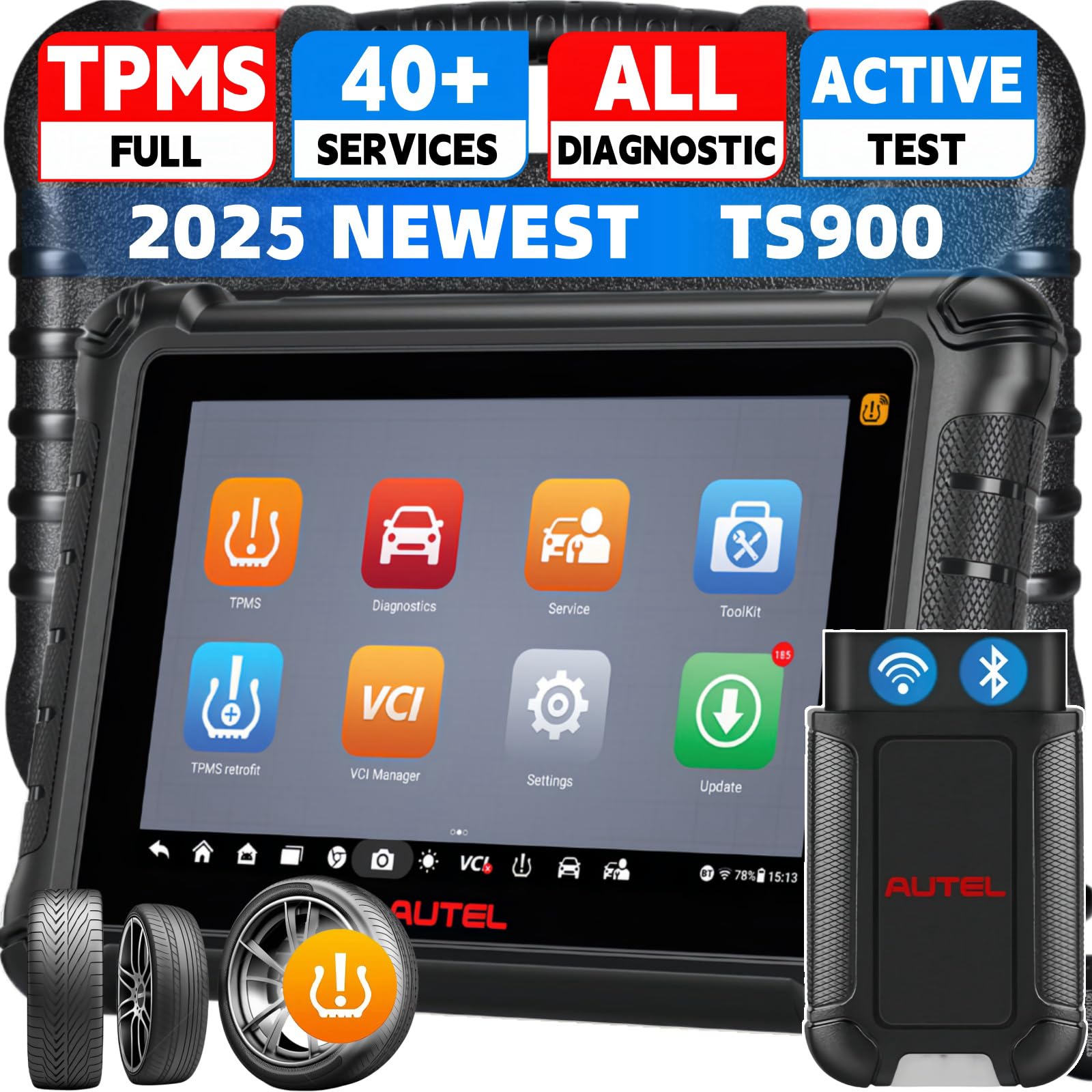 Autel Scanner MaxiTPMS TS900 TPMS Programming Tool, 2025 Level-Up of MK808S-TS MK900 MX900 MK808S Same as MX900TS MK900TS, Full TPMS Function, 3000+ Active Test, 40+ Service, All System Diagnostic